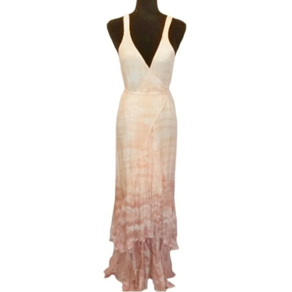 NWT Young Fabulous & Broke XS/Small Tie-Dye‎ Tiered V-Neck Wrap Maxi Dress - Picture 1 of 11
